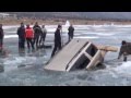 How to pull out car from a frozen lake. Russian style